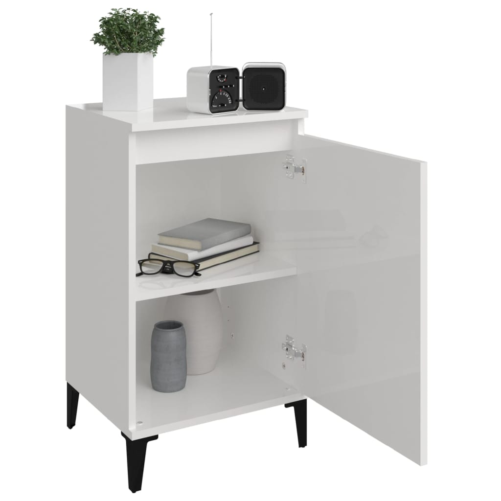 vidaXL Tables de chevet 2 pcs. Blanc brillant 40x35x70 cm Matériau à base de bois