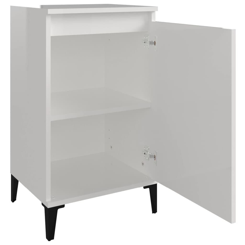 vidaXL Tables de chevet 2 pcs. Blanc brillant 40x35x70 cm Matériau à base de bois