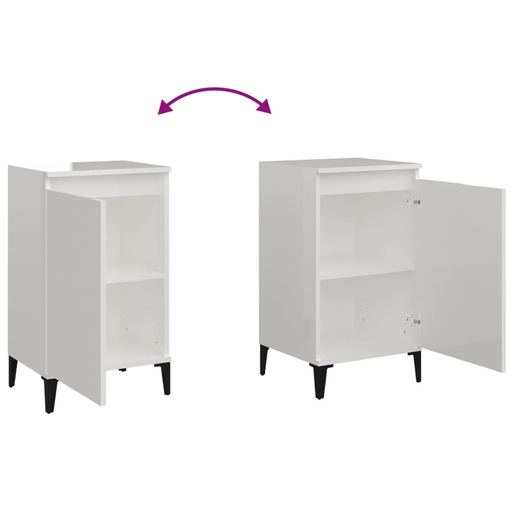 vidaXL Tables de chevet 2 pcs. Blanc brillant 40x35x70 cm Matériau à base de bois