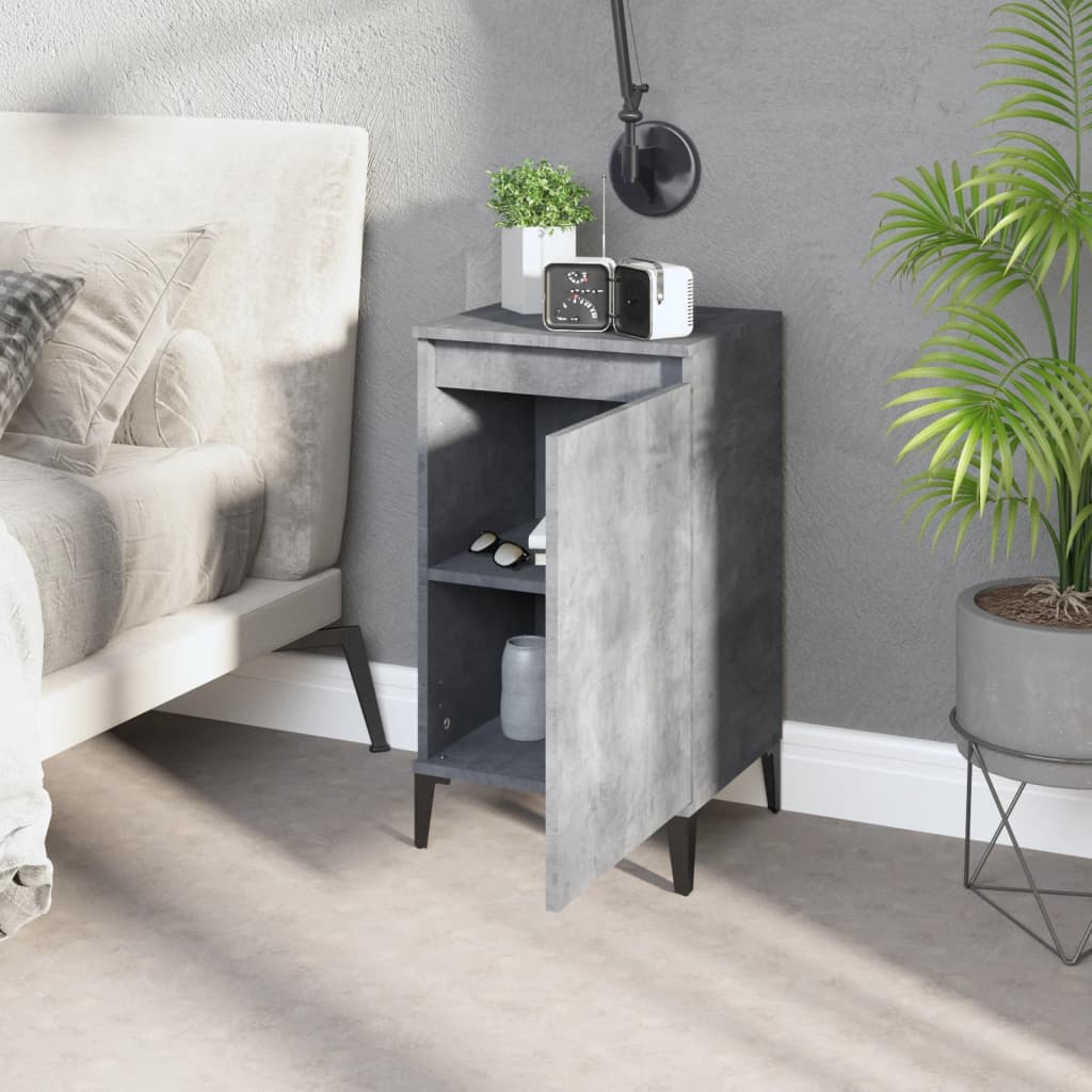 vidaXL Tables de chevet 2 pcs gris béton 40x35x70 cm bois d'ingénierie