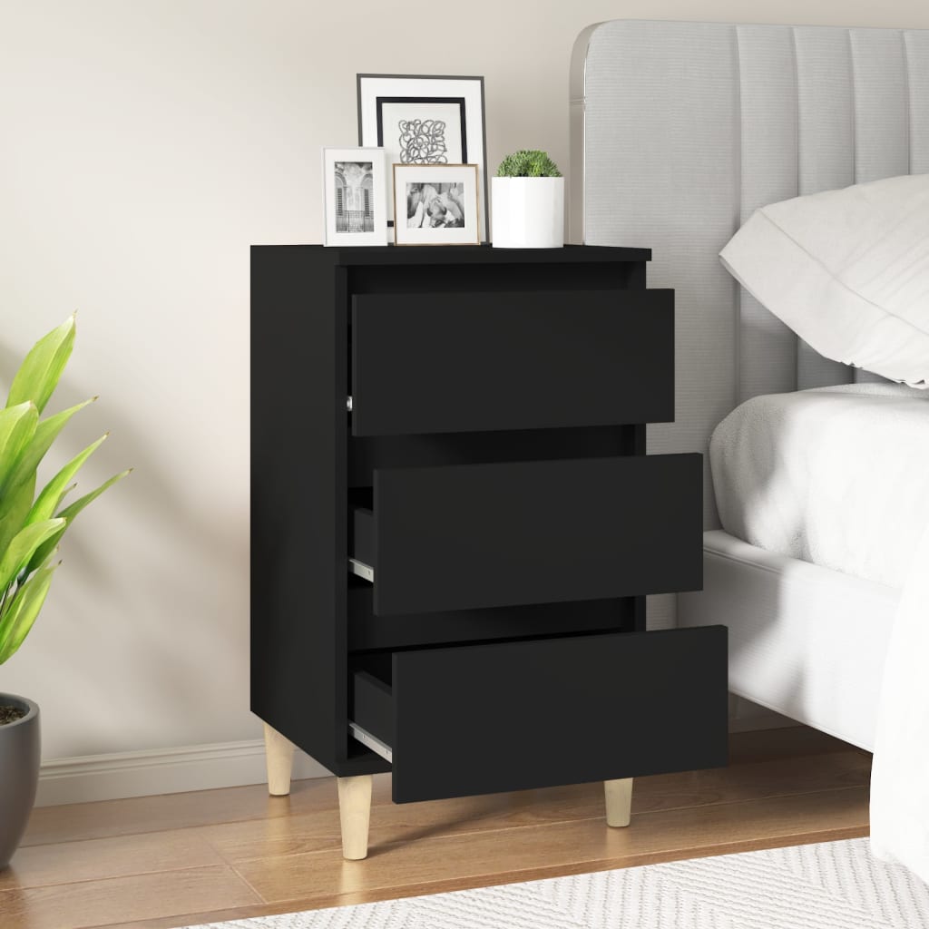 vidaXL Table de chevet Noir 40x35x70 cm Bois d'ingénierie
