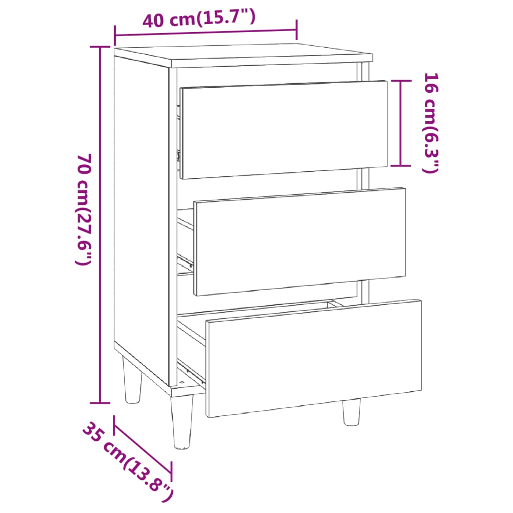 vidaXL Nachttisch Braun Eichen-Optik 40x35x70 cm Holzwerkstoff