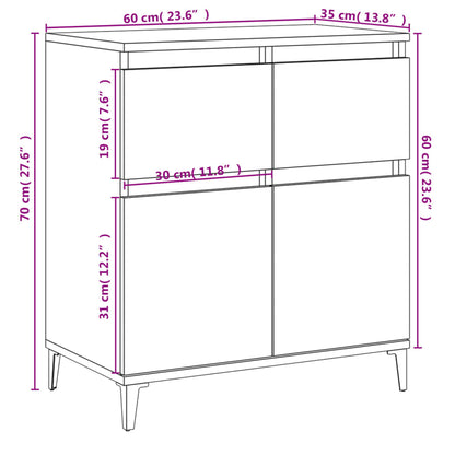 vidaXL Buffet Chêne Marron 60x35x70 cm Bois d'ingénierie