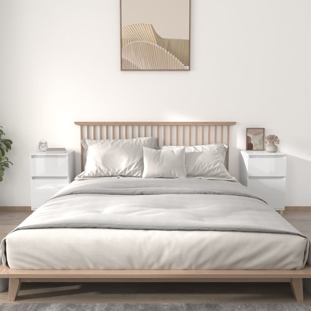 vidaXL Nachttische 2 Stk. Hochglanz-Weiß 40x35x70 cm