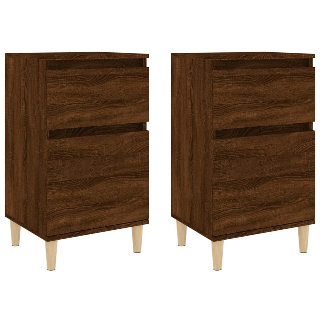 vidaXL Nachttische 2 Stk. Braun Eichen-Optik 40x35x70 cm