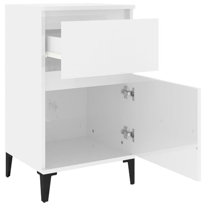 vidaXL Nachttische 2 Stk. Hochglanz-Weiß 40x35x70 cm