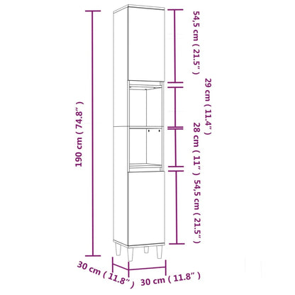 vidaXL Badschrank Weiß 30x30x190 cm Holzwerkstoff