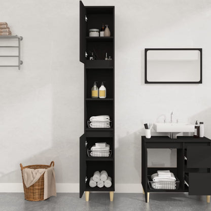 vidaXL Badschrank Schwarz 30x30x190 cm Holzwerkstoff