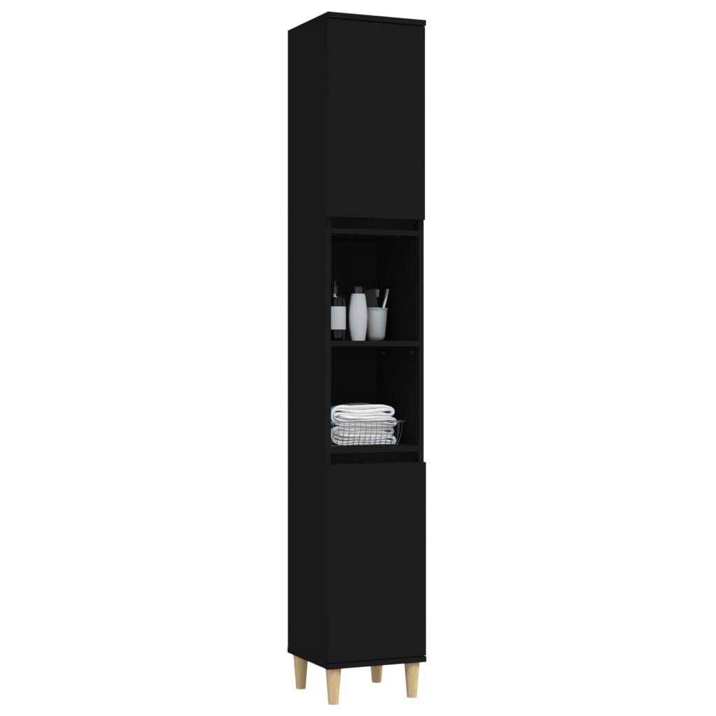 vidaXL Badschrank Schwarz 30x30x190 cm Holzwerkstoff