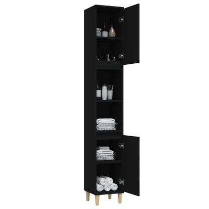 vidaXL Badschrank Schwarz 30x30x190 cm Holzwerkstoff