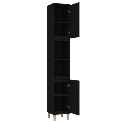 vidaXL Badschrank Schwarz 30x30x190 cm Holzwerkstoff