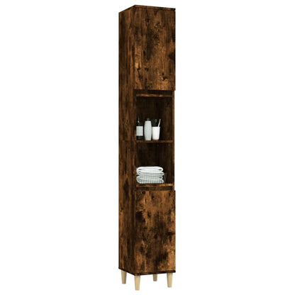 vidaXL Badschrank Räuchereiche 30x30x190 cm Holzwerkstoff