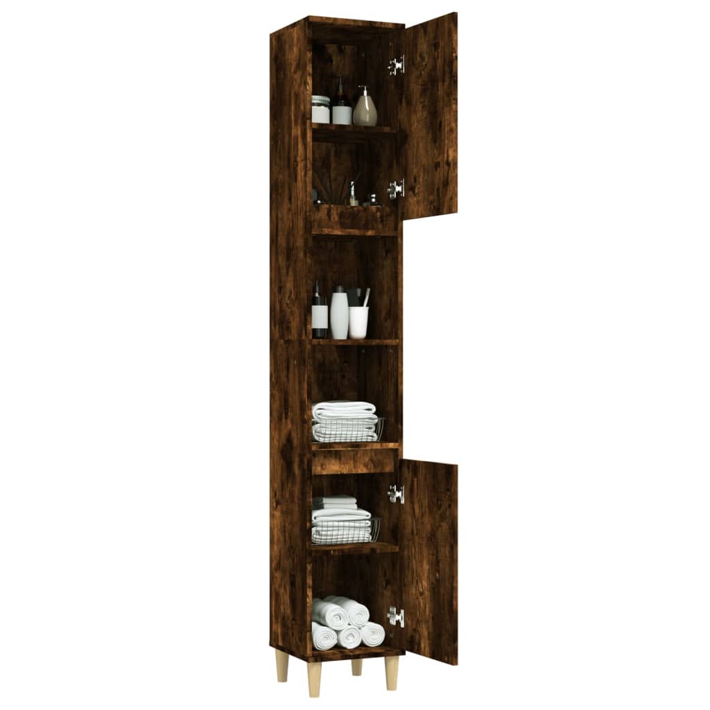 vidaXL Badschrank Räuchereiche 30x30x190 cm Holzwerkstoff