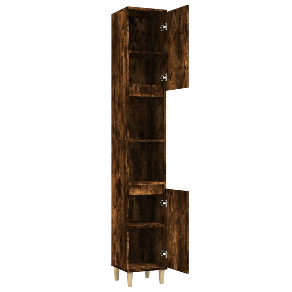 vidaXL Badschrank Räuchereiche 30x30x190 cm Holzwerkstoff