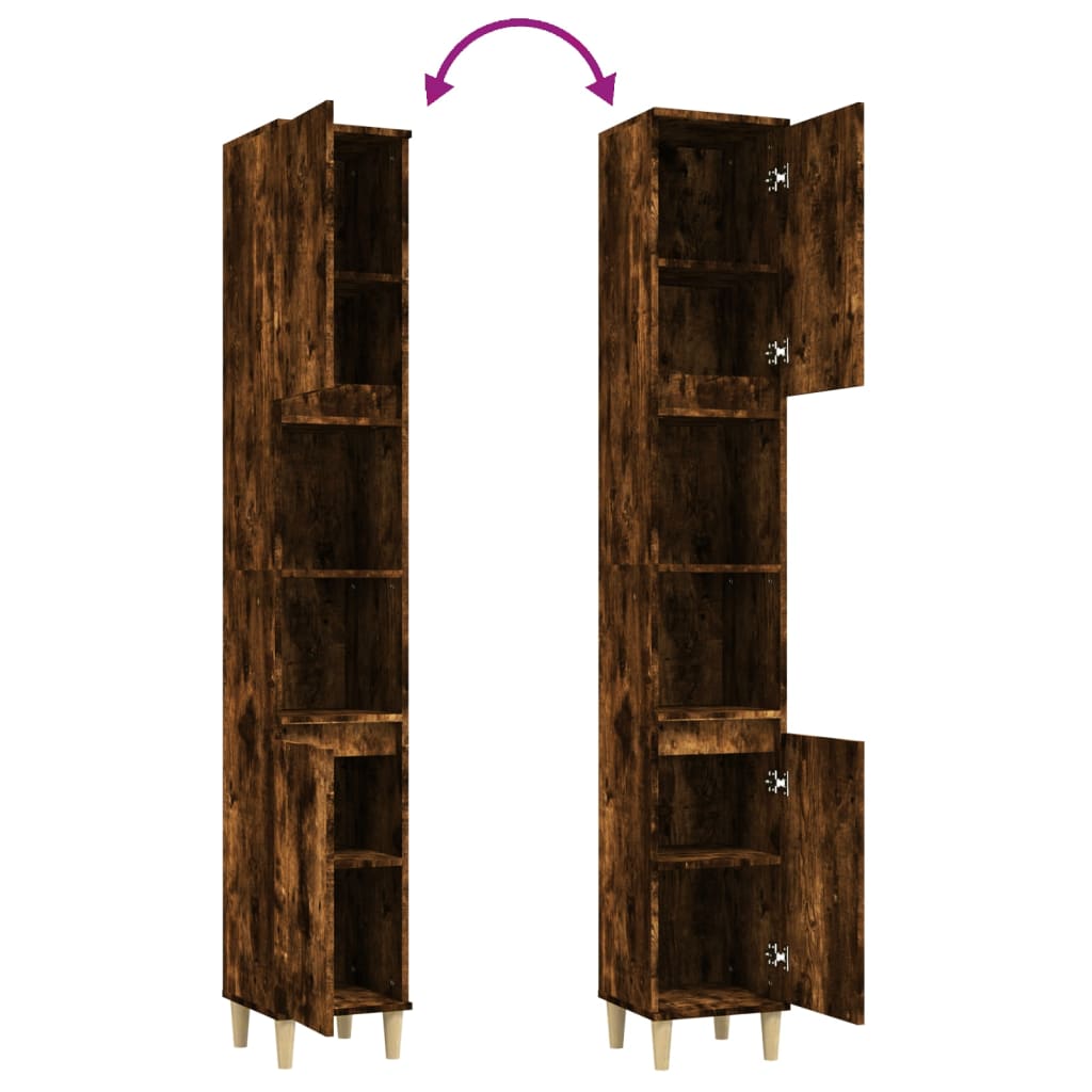 vidaXL Badschrank Räuchereiche 30x30x190 cm Holzwerkstoff