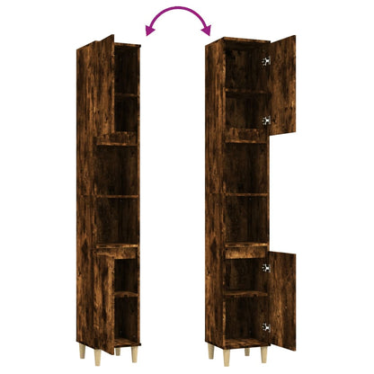 vidaXL Badschrank Räuchereiche 30x30x190 cm Holzwerkstoff