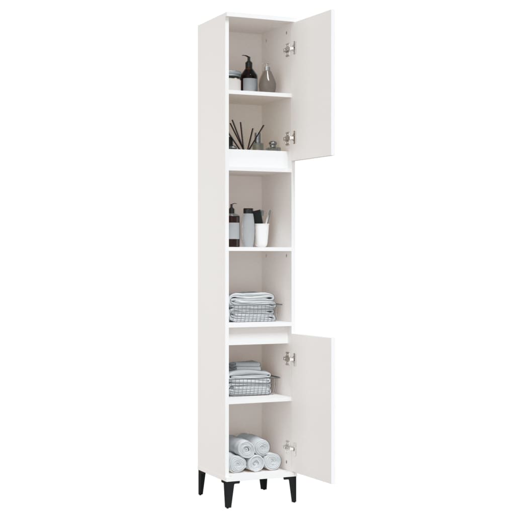 vidaXL Badschrank Weiß 30x30x190 cm Holzwerkstoff