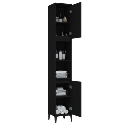 vidaXL Badschrank Schwarz 30x30x190 cm Holzwerkstoff
