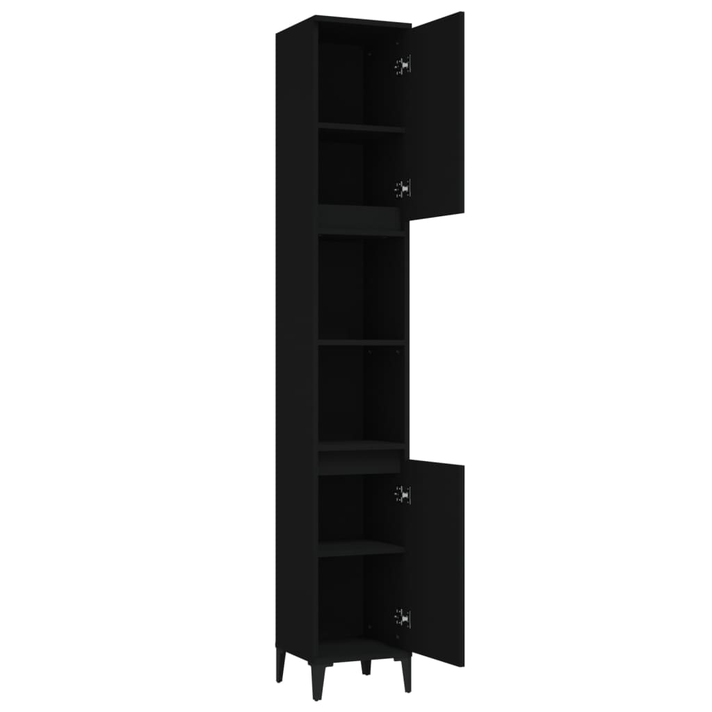 vidaXL Badschrank Schwarz 30x30x190 cm Holzwerkstoff