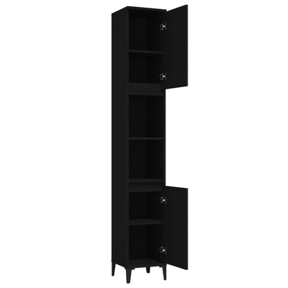 vidaXL Badschrank Schwarz 30x30x190 cm Holzwerkstoff