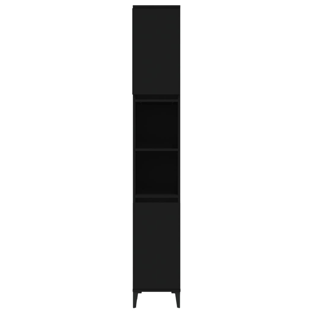 vidaXL Badschrank Schwarz 30x30x190 cm Holzwerkstoff