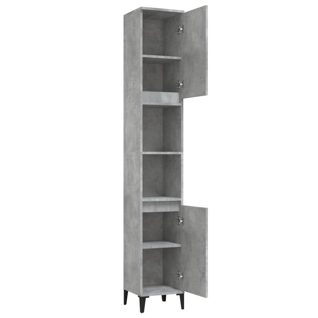 vidaXL Badschrank Betongrau 30x30x190 cm Holzwerkstoff