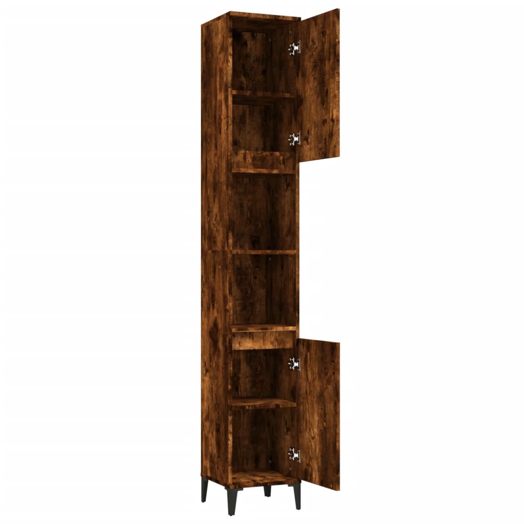 vidaXL Badschrank Räuchereiche 30x30x190 cm Holzwerkstoff