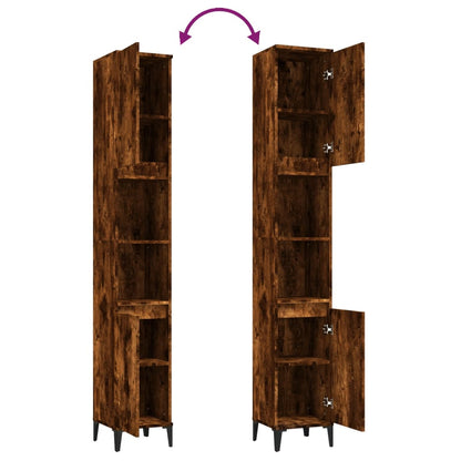 vidaXL Badschrank Räuchereiche 30x30x190 cm Holzwerkstoff
