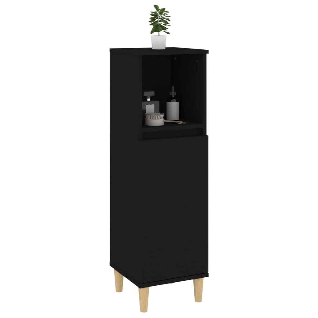 vidaXL Badschrank Schwarz 30x30x100 cm Holzwerkstoff