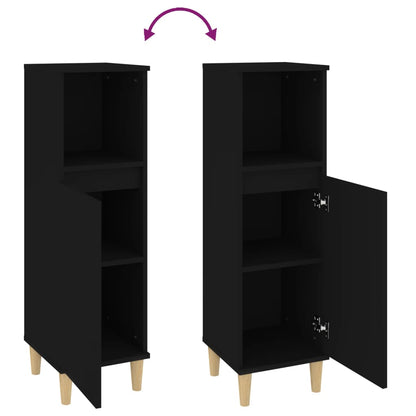 vidaXL Badschrank Schwarz 30x30x100 cm Holzwerkstoff