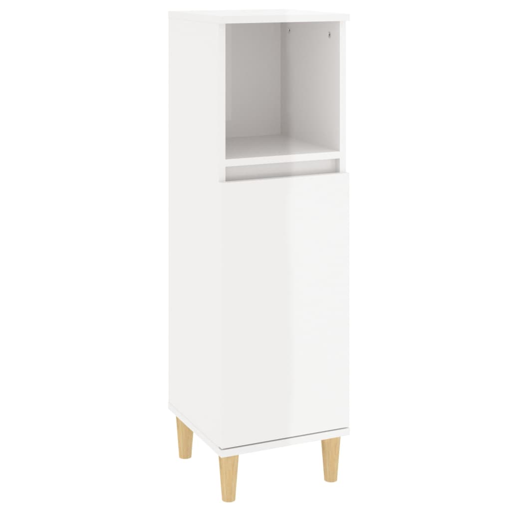 vidaXL Badschrank Hochglanz-Weiß 30x30x100 cm Holzwerkstoff