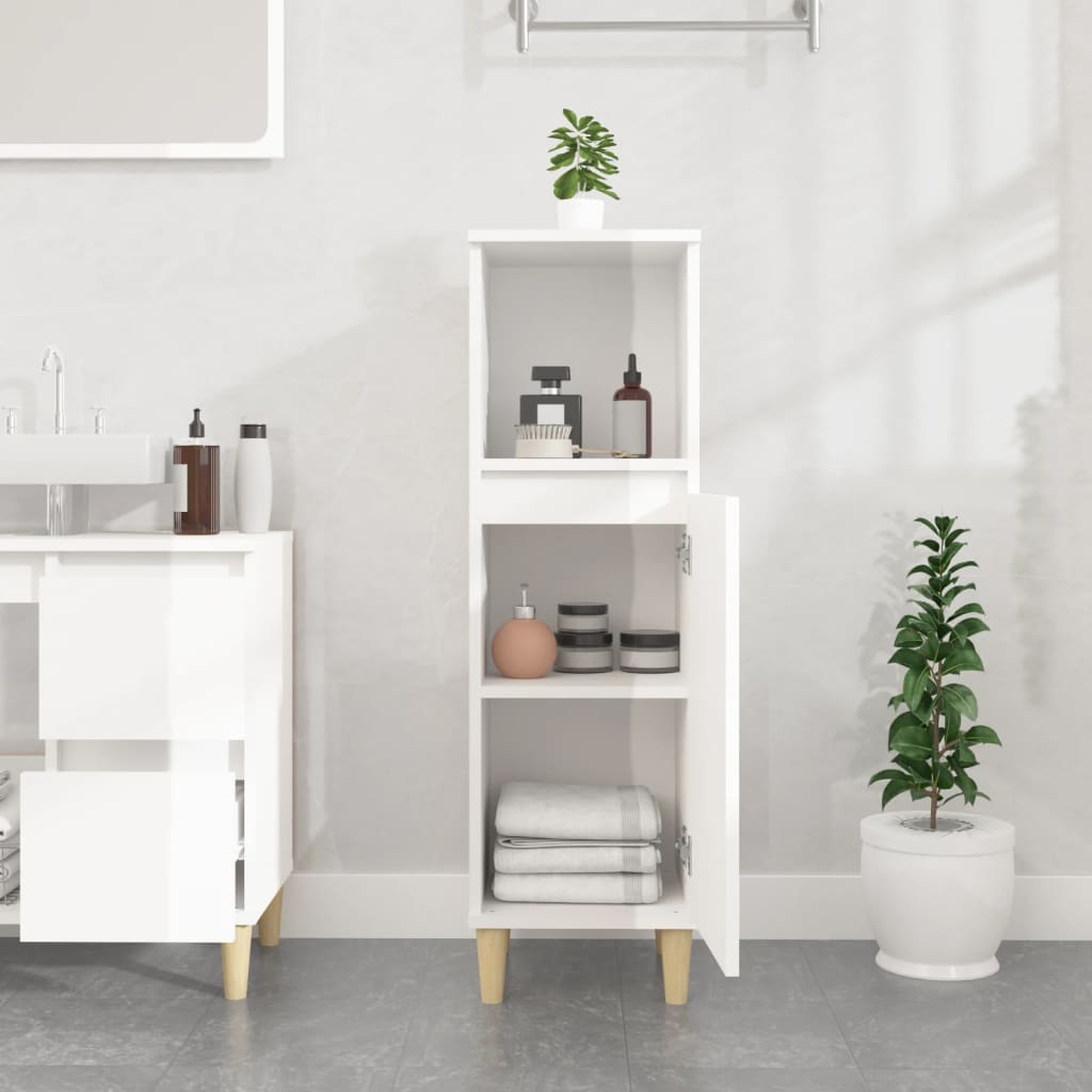 vidaXL Badschrank Hochglanz-Weiß 30x30x100 cm Holzwerkstoff