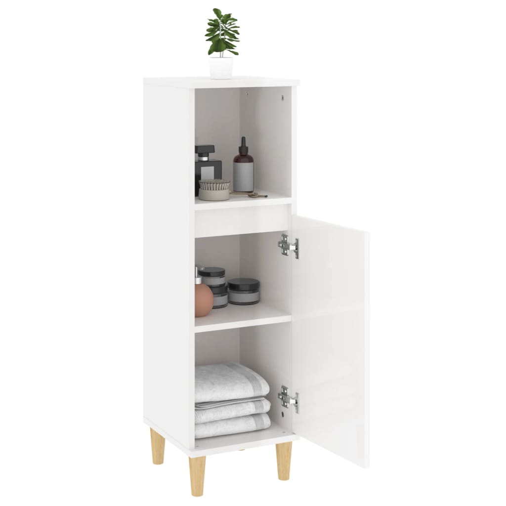 vidaXL Badschrank Hochglanz-Weiß 30x30x100 cm Holzwerkstoff