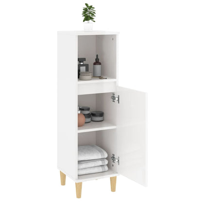 vidaXL Badschrank Hochglanz-Weiß 30x30x100 cm Holzwerkstoff