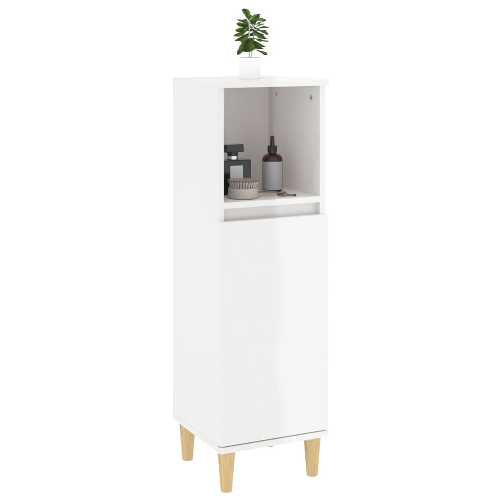 vidaXL Badschrank Hochglanz-Weiß 30x30x100 cm Holzwerkstoff