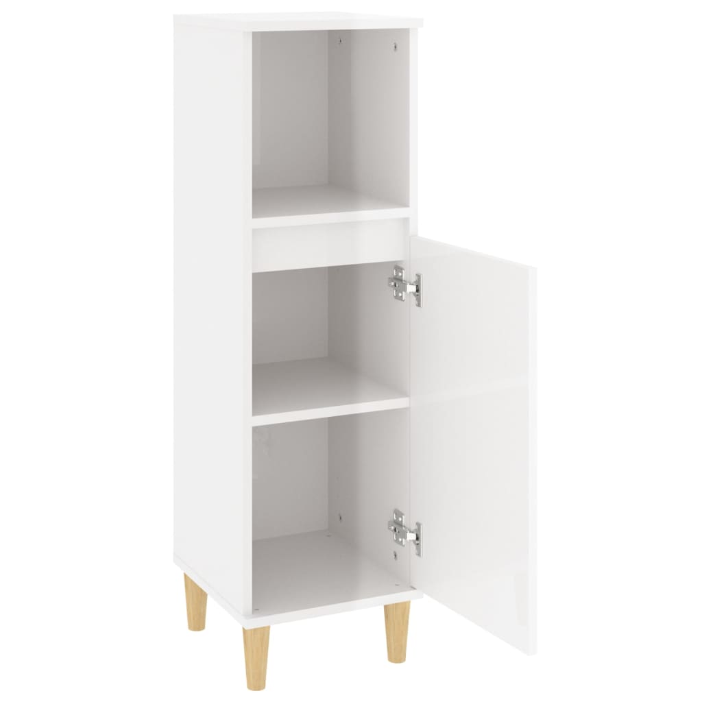 vidaXL Badschrank Hochglanz-Weiß 30x30x100 cm Holzwerkstoff