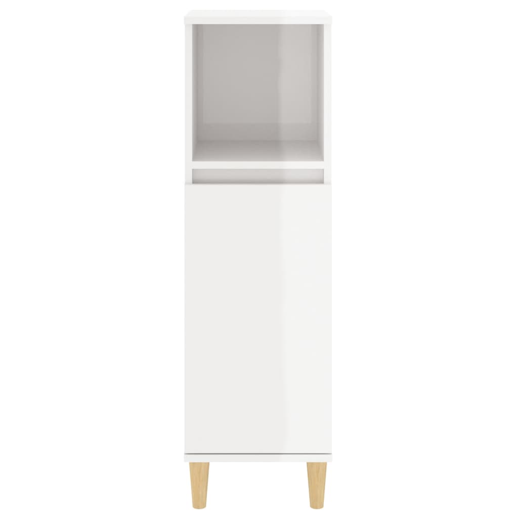 vidaXL Badschrank Hochglanz-Weiß 30x30x100 cm Holzwerkstoff