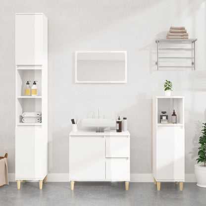 vidaXL Badschrank Hochglanz-Weiß 30x30x100 cm Holzwerkstoff