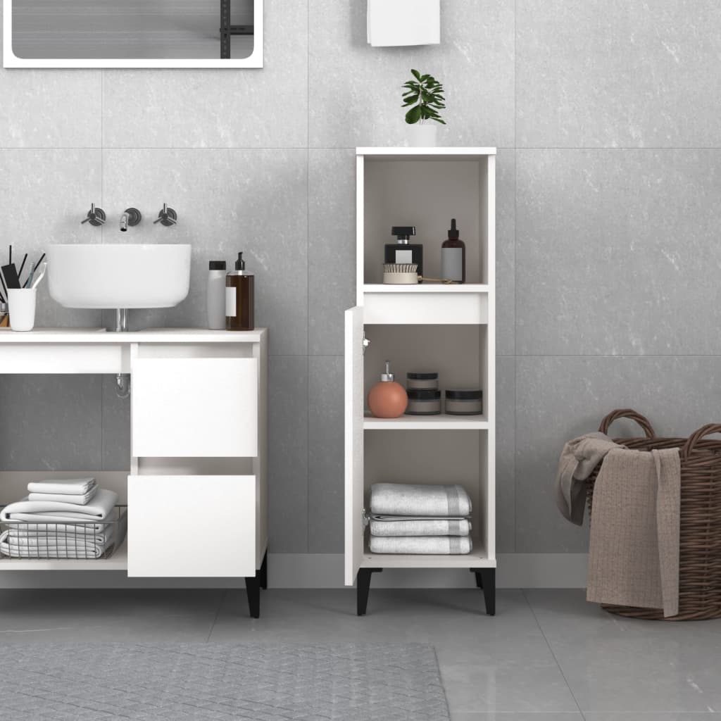 vidaXL Badschrank Weiß 30x30x100 cm Holzwerkstoff