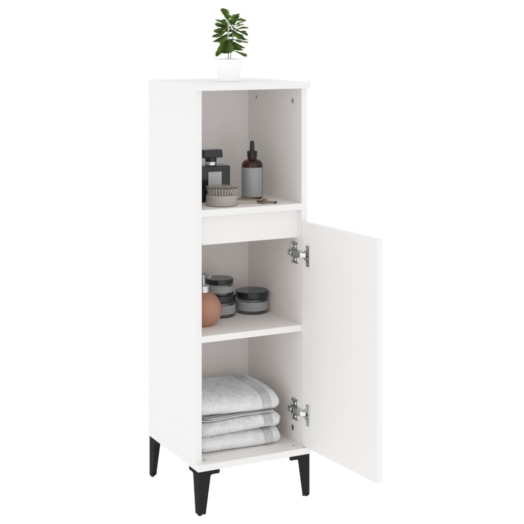 vidaXL Badschrank Weiß 30x30x100 cm Holzwerkstoff
