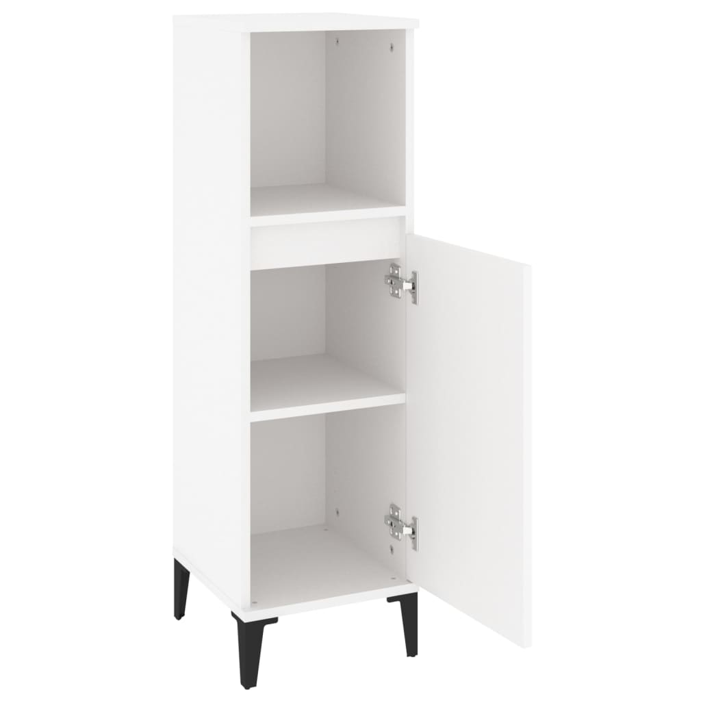 vidaXL Badschrank Weiß 30x30x100 cm Holzwerkstoff