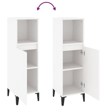 vidaXL Badschrank Weiß 30x30x100 cm Holzwerkstoff