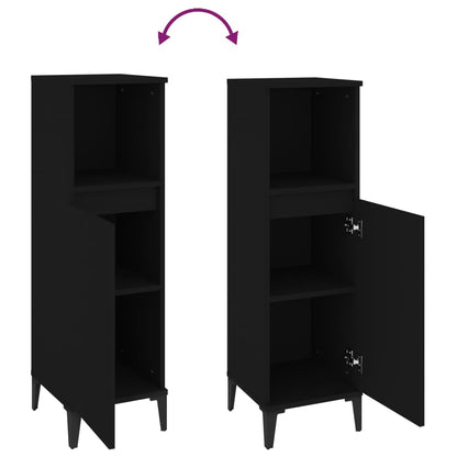 vidaXL Badschrank Schwarz 30x30x100 cm Holzwerkstoff