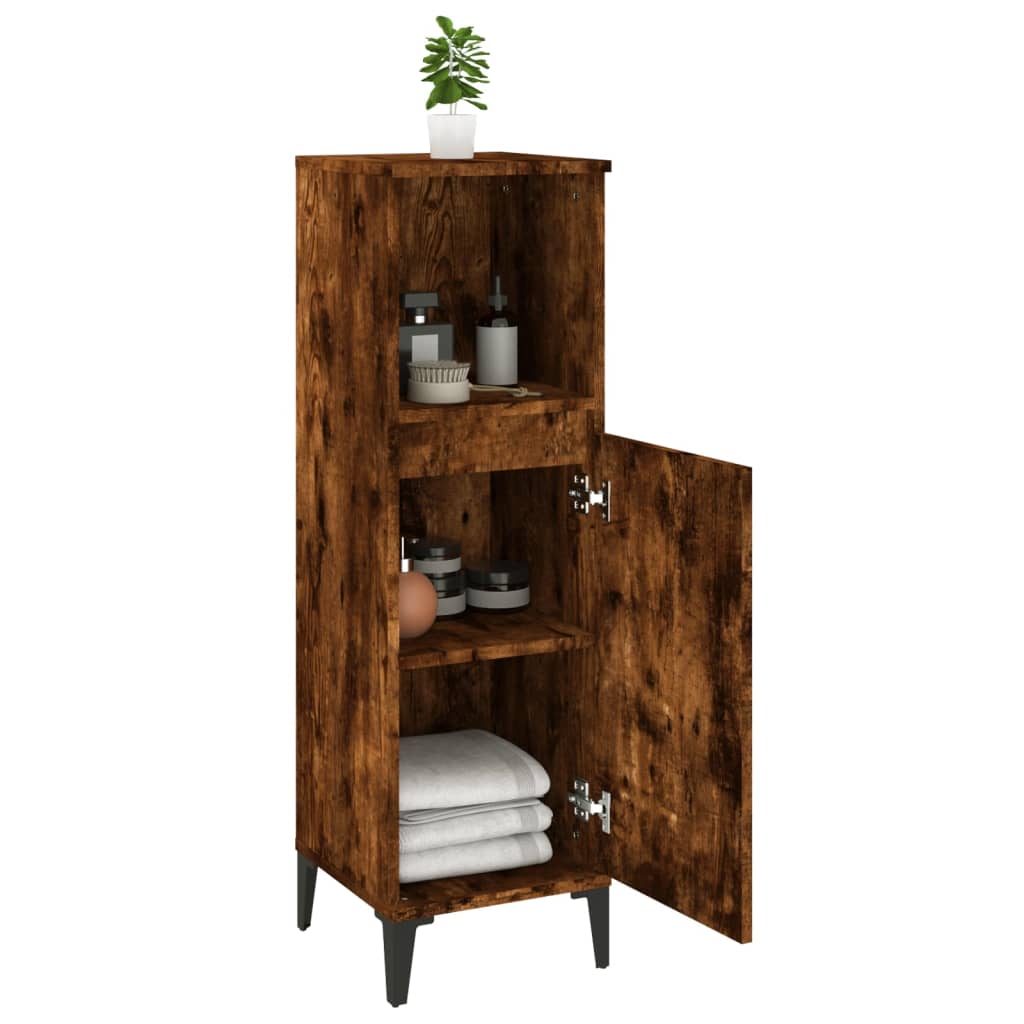 vidaXL Badschrank Räuchereiche 30x30x100 cm Holzwerkstoff
