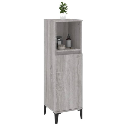 vidaXL Badschrank Grau Sonoma 30x30x100 cm Holzwerkstoff