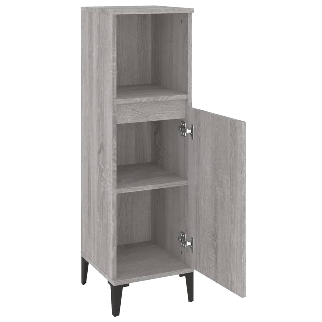 vidaXL Badschrank Grau Sonoma 30x30x100 cm Holzwerkstoff