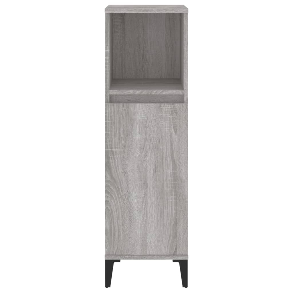 vidaXL Badschrank Grau Sonoma 30x30x100 cm Holzwerkstoff
