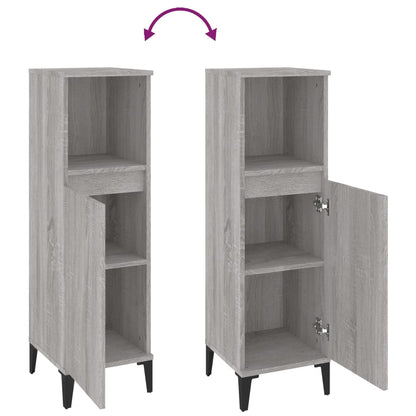 vidaXL Badschrank Grau Sonoma 30x30x100 cm Holzwerkstoff
