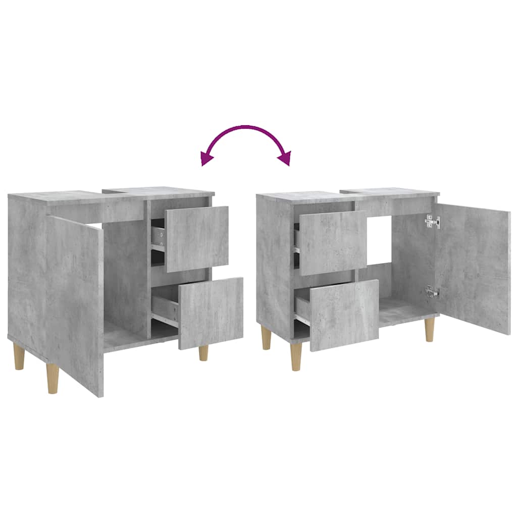 vidaXL Badschrank Betongrau 65x33x60 cm Holzwerkstoff