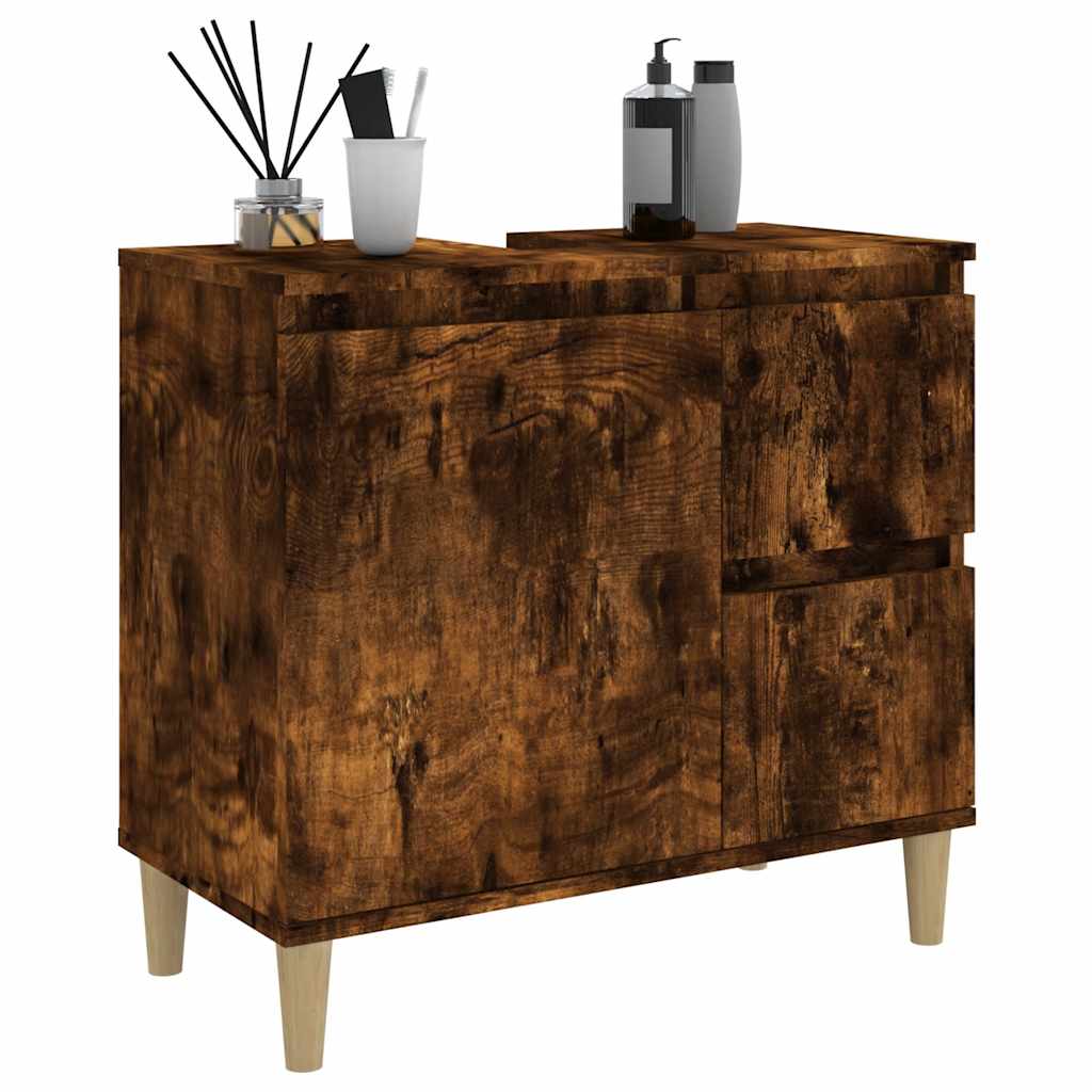 vidaXL Badschrank Räuchereiche 65x33x60 cm Holzwerkstoff